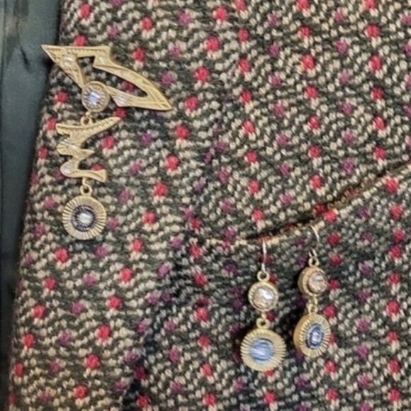 Patricia Locke Brooch And Earrings Gold Tone Swarovski Crystal Set 2" Br… - Picture 4 of 9